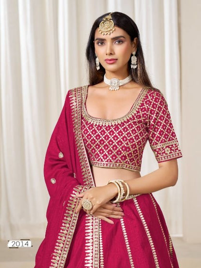 Red embriodered art silk designer semi stitched Lehenga choli