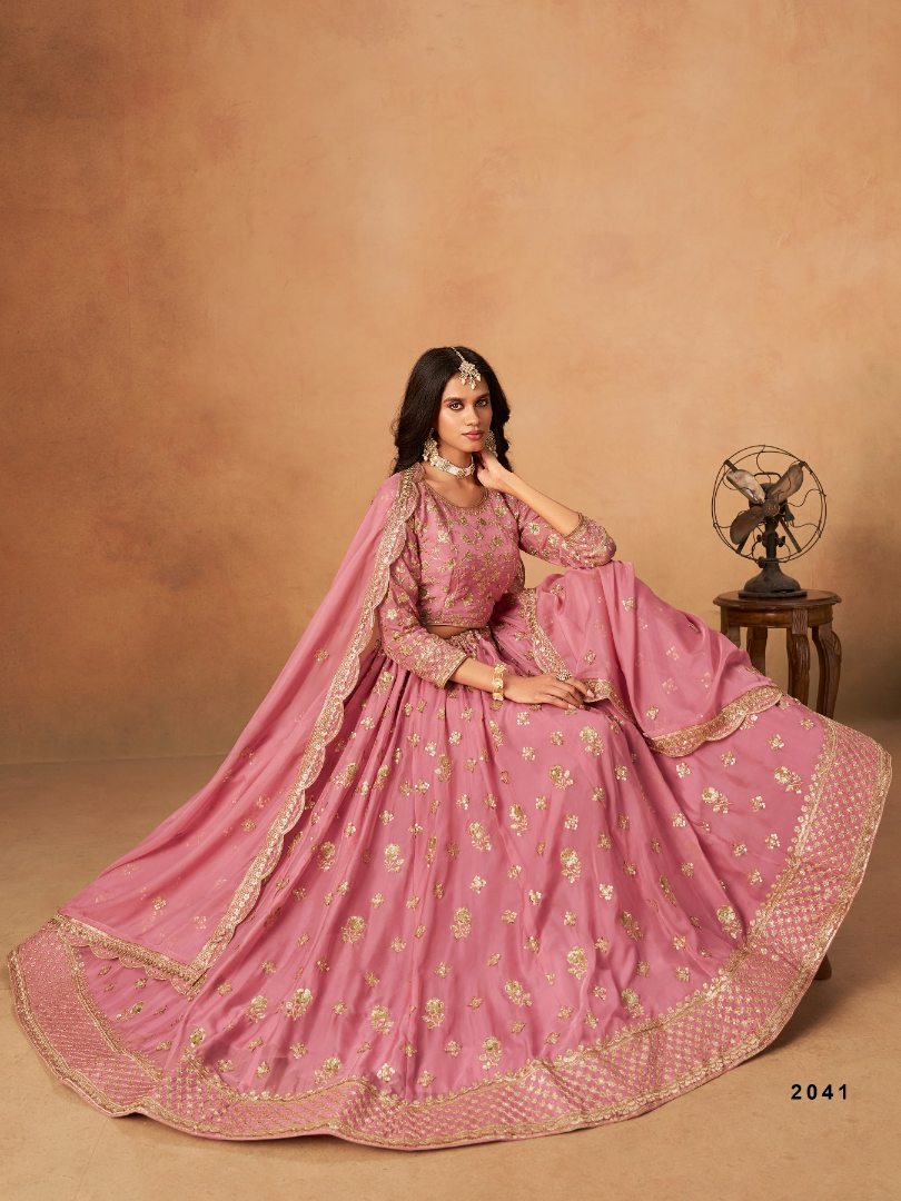 Pink Organza Semi Stitched Lehenga Choli with Heavy Embroidery Work