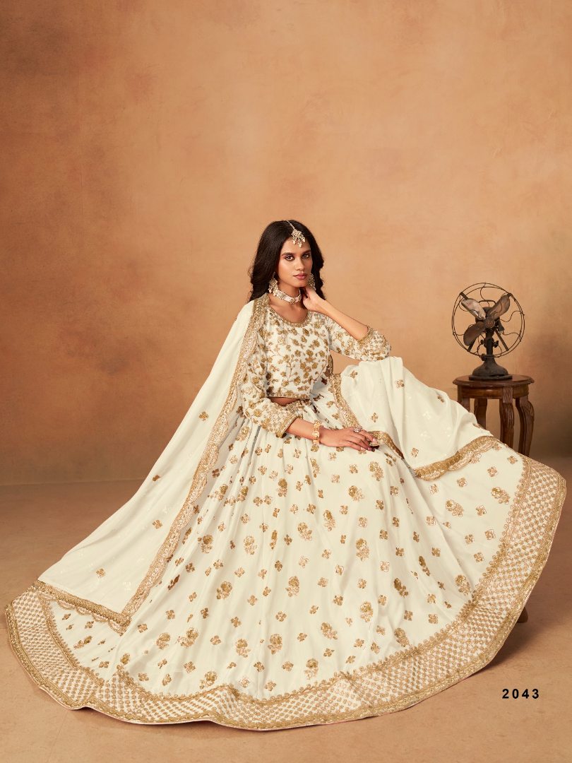 White Organza Semi Stitched Lehenga Choli with Heavy Embroidery Work