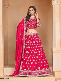 Rani Pink Embroidered Heavy Organza Designer Lehenga With Blouse