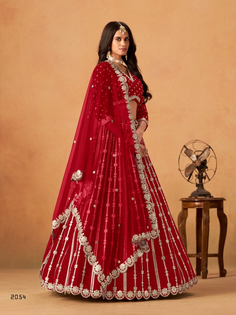 Red Art Silk Semi Stitched Lehenga Choli With Embroidert Work