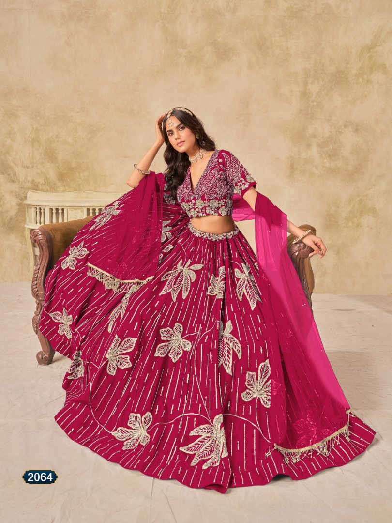 Magenta heavy art silk semi stitched lehenga choli with embroidery work