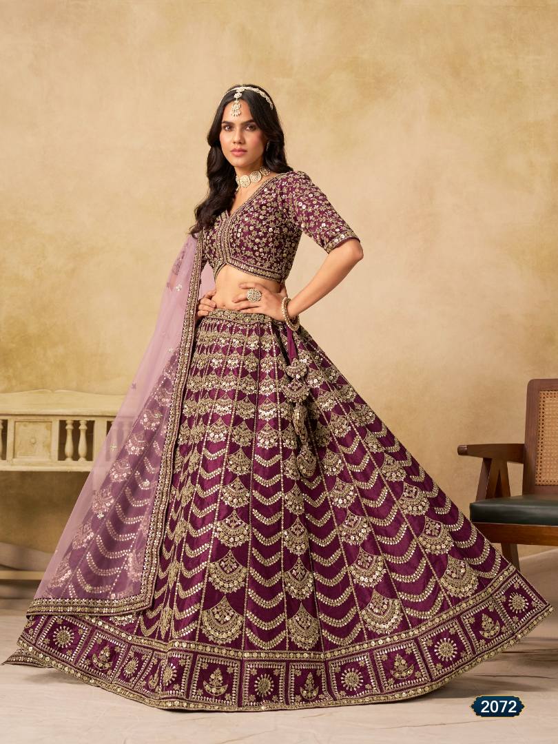 D Purple Art Silk Semi Stitched Lehenga Choli with Heavy Embroidery Work