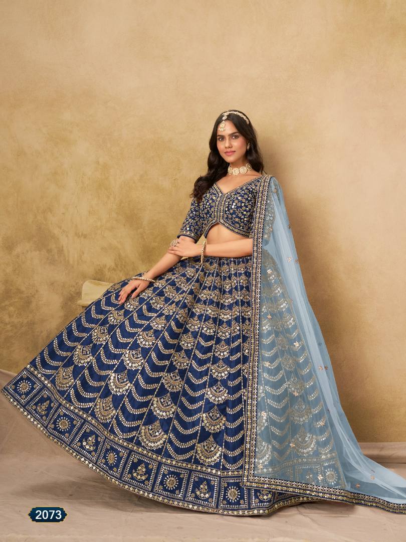 Teal Blue Art Silk Semi Stitched Lehenga Choli with Heavy Embroidery Work