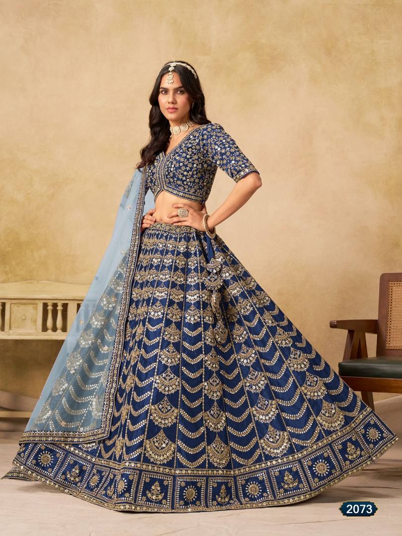 Teal Blue Art Silk Semi Stitched Lehenga Choli with Heavy Embroidery Work