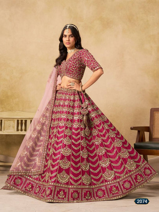 Maroon Art Silk Semi Stitched Lehenga Choli with Heavy Embroidery Work