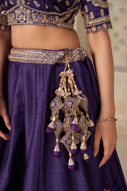 Royal Purple Wedding Lehenga with Elephant Motifs