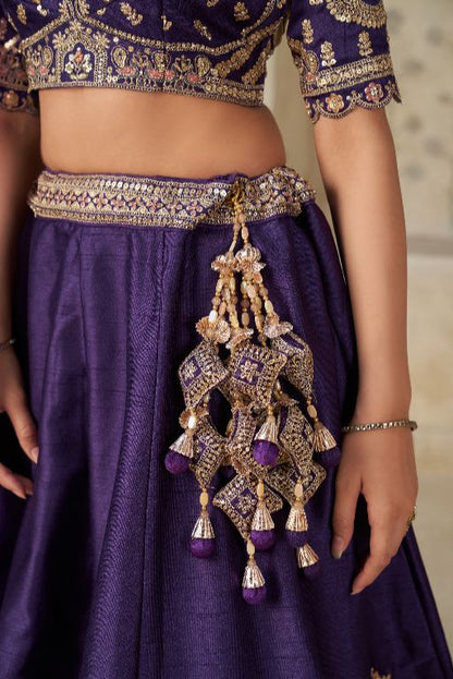 Royal Purple Wedding Lehenga with Elephant Motifs