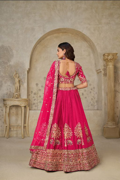 Hot Pink Bridal Ensemble with Elephant Motifs