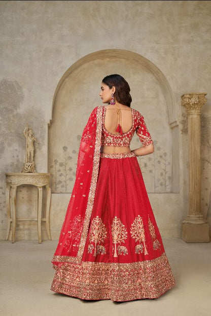 Red Bridal Ensemble with Elephant Motifs