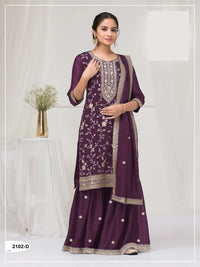 Wine Silk Semi stitched Wedding Suits