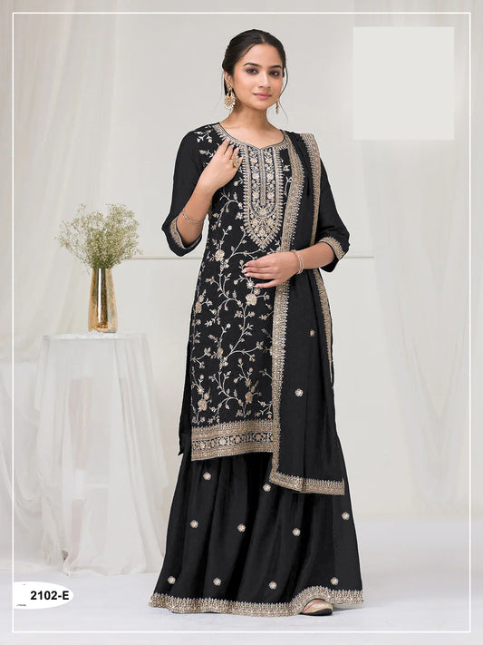 Black Silk Semi stitched Wedding Suits