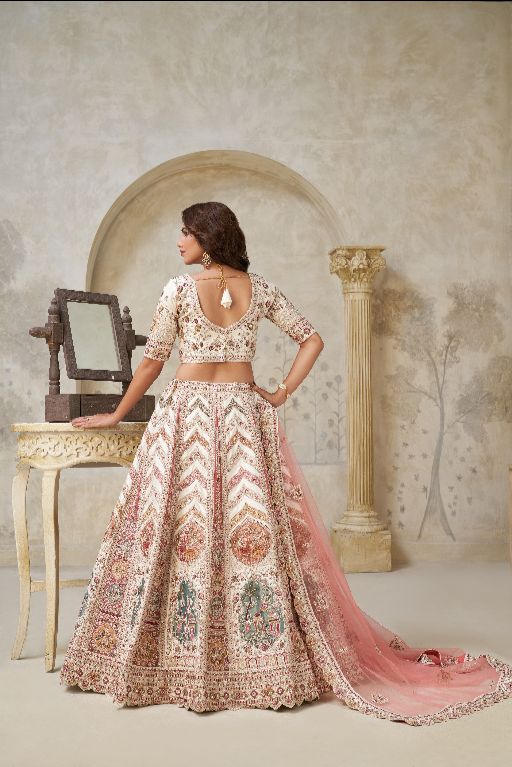 Designer Lehenga with Paisley Motifs & White Dori Work