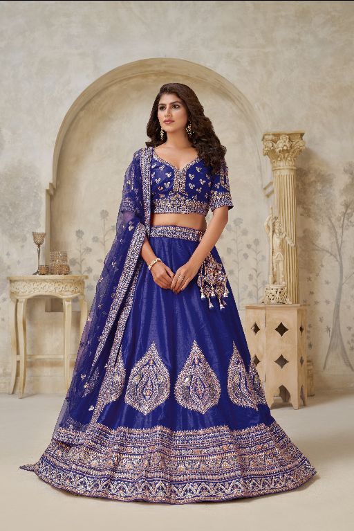 Royal Purpple bridal lehenga with zari work