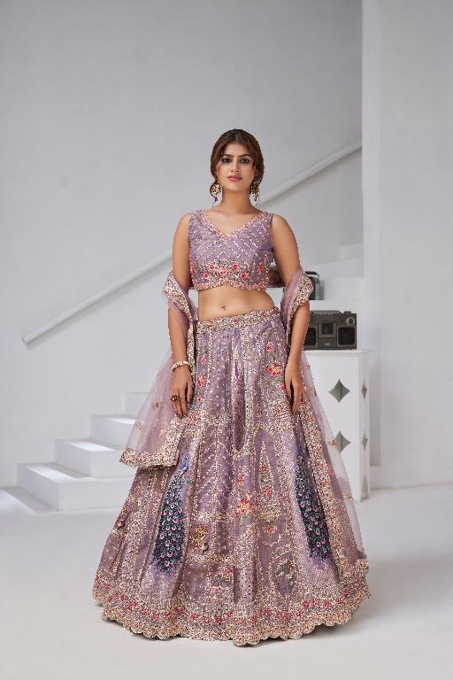 Royal Raw Silk purple Lehenga for Haldi & Carnival