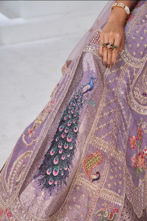 Royal Raw Silk purple Lehenga for Haldi & Carnival