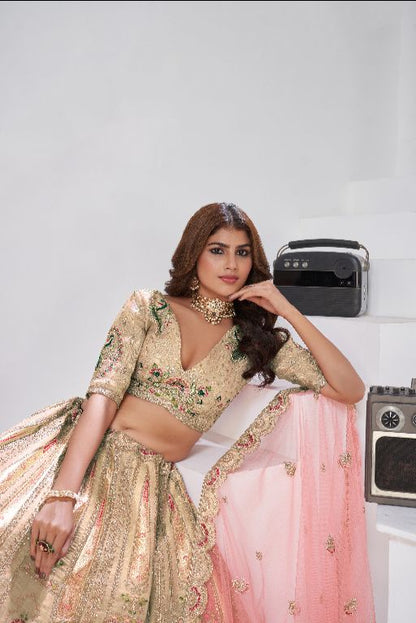 Designer Cream Raw Silk Lehenga for Festive Glam