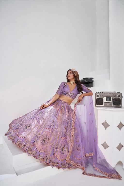 Regal Purple: Raw Silk Lehenga