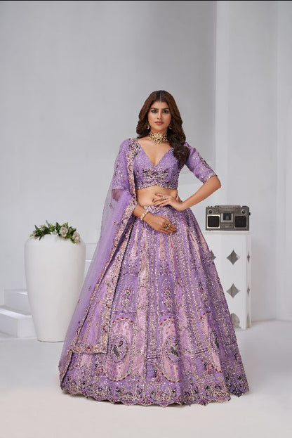 Regal Purple: Raw Silk Lehenga