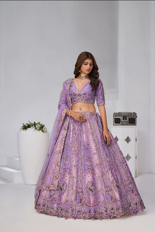 Regal Purple: Raw Silk Lehenga