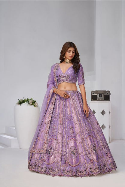 Regal Purple: Raw Silk Lehenga