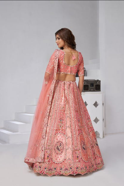 Pink Perfection: Raw Silk Bridal Lehenga