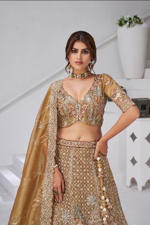 Designer Bridal Lehenga with Temple, Auspicious Cow Motifs for a Traditional Look
