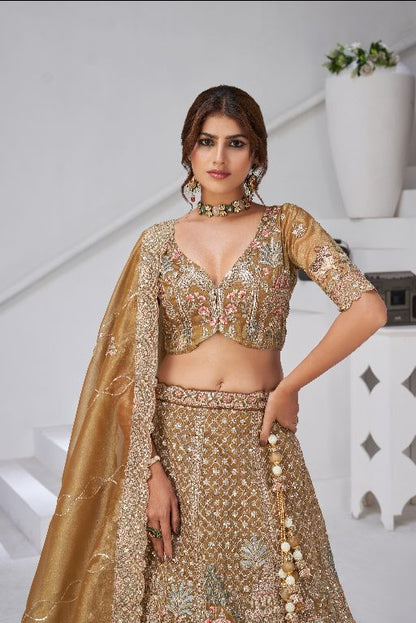 Designer Bridal Lehenga with Temple, Auspicious Cow Motifs for a Traditional Look