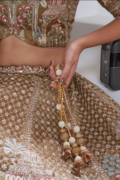 Designer Bridal Lehenga with Temple, Auspicious Cow Motifs for a Traditional Look