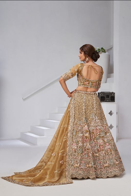 Designer Bridal Lehenga with Temple, Auspicious Cow Motifs for a Traditional Look