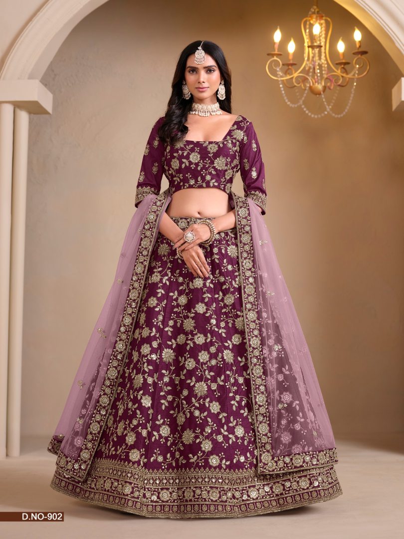 Maroon Art Silk Designer Lehenga With Blouse