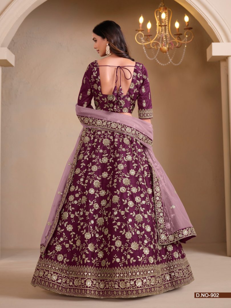 Maroon Art Silk Designer Lehenga With Blouse