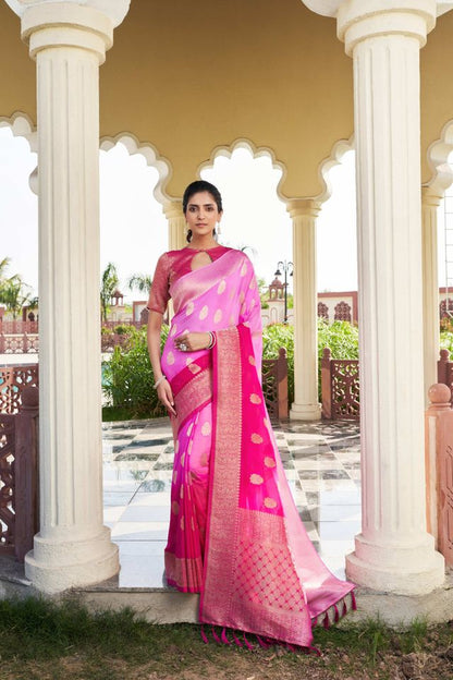 Pink Color Georgette Fabric Heavy Wevon Designer Work Graceful Saree