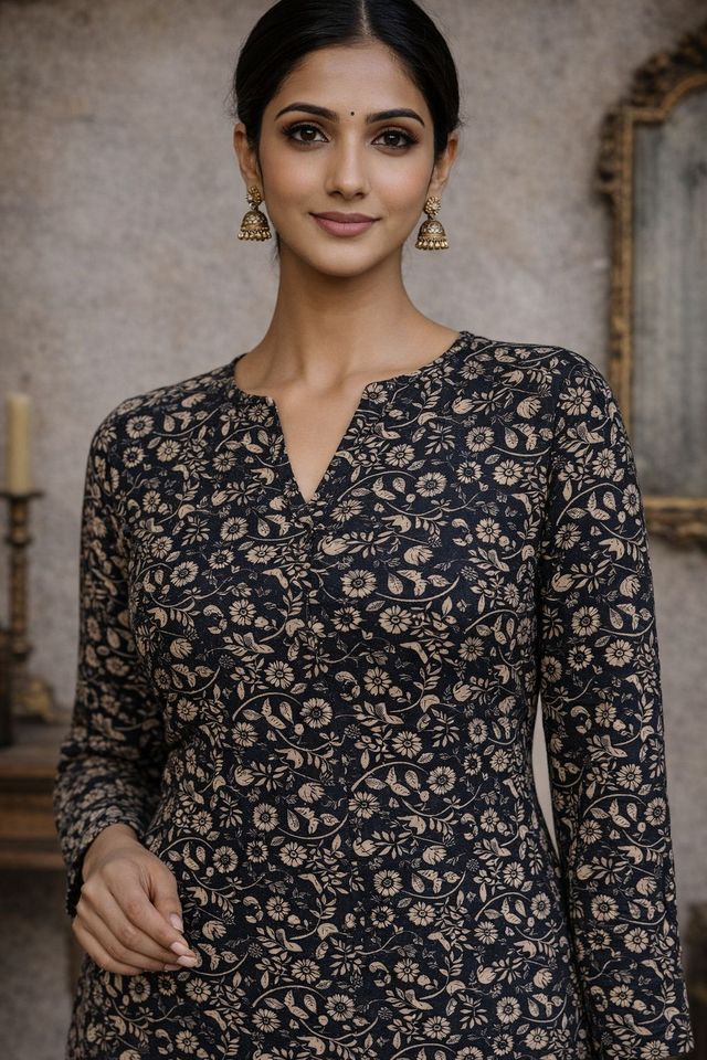 Black Color Designer Digital Printed Formal Rich Looks Kurta For Girls