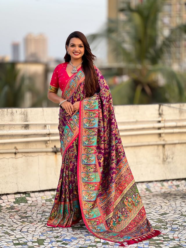 Wine Color Elegant Viscose Silk Fabric Rich Sophisticated Saree
