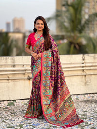 Wine Color Elegant Viscose Silk Fabric Rich Sophisticated Saree