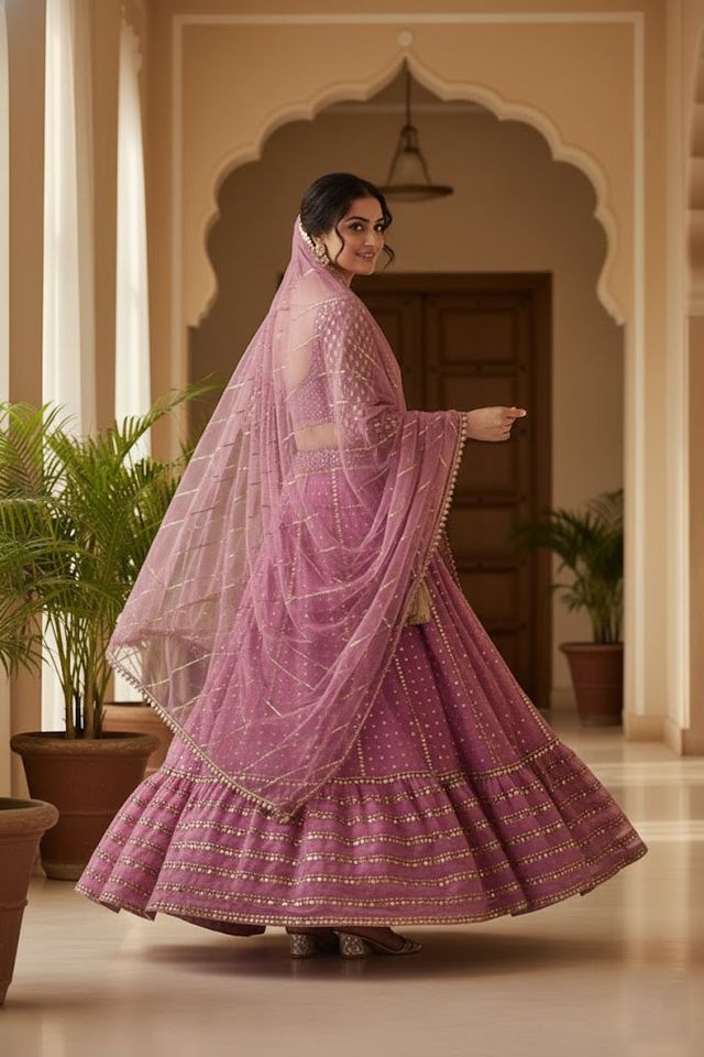 Embroidered Wedding Lehenga Set for Women HKV-003380 PINK