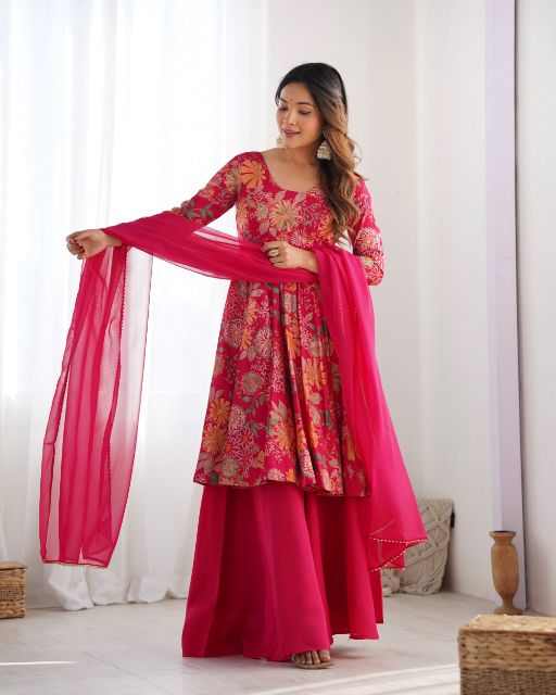 Wedding duppata set 3 pc anarkali gowan with duppata set with pent anarkali gowan
