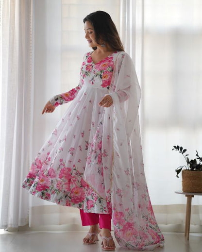 White anarkali gowan,white Suit