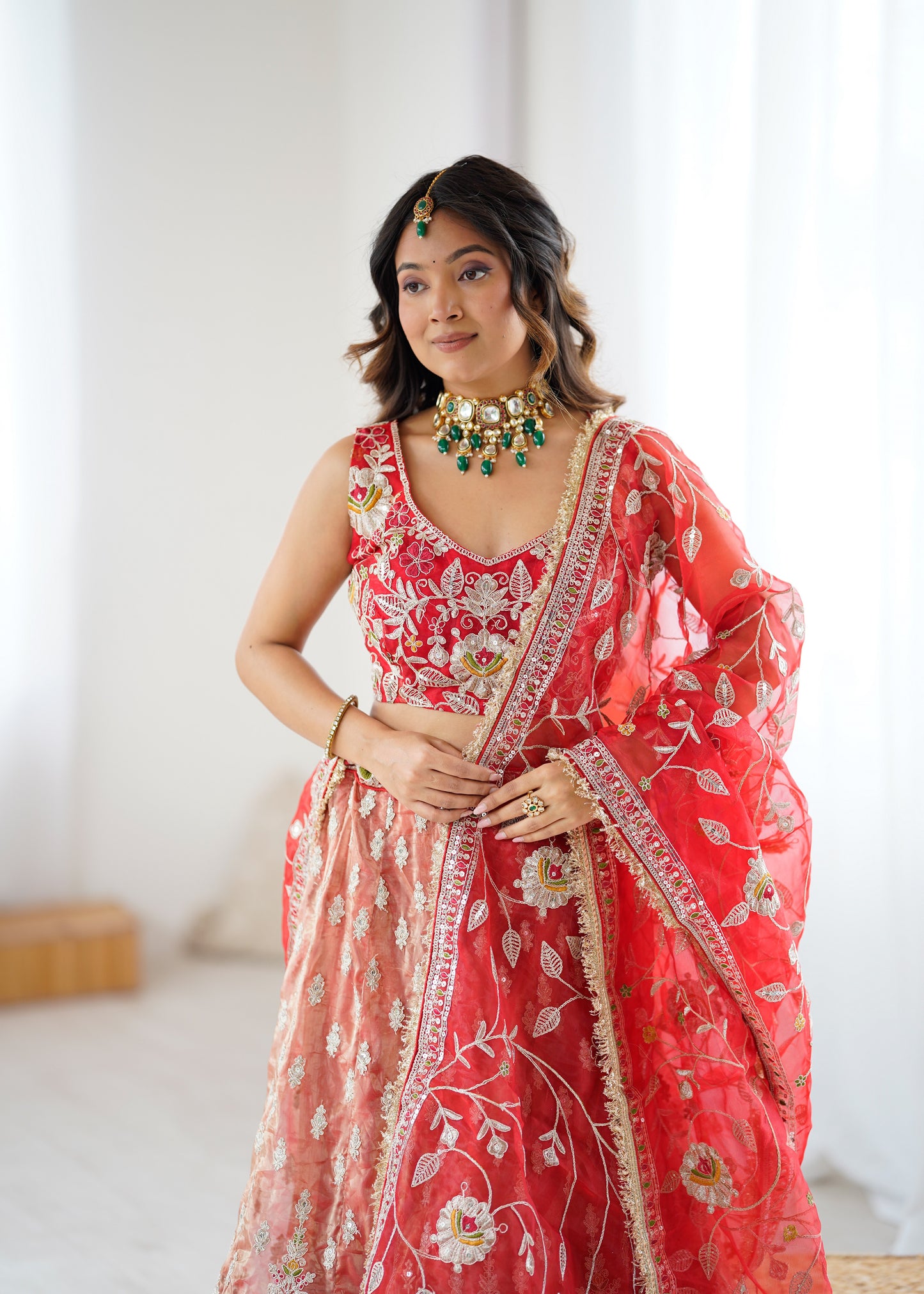 Traditional  Designer Lehenga Choli with Intricate Embroidery Orange