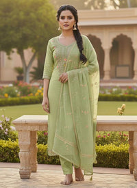 Chanderi Butti Fabric Beautiful Embroidered Suit