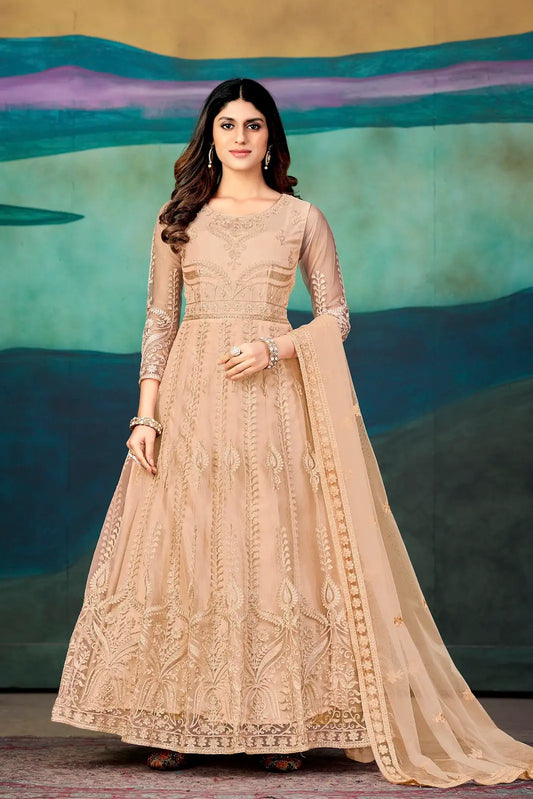 Traditional Festive Anarkali Suit with Heavy Dupatta