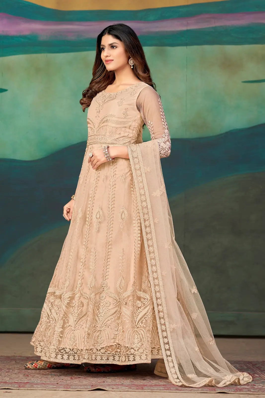 Traditional Festive Anarkali Suit with Heavy Dupatta