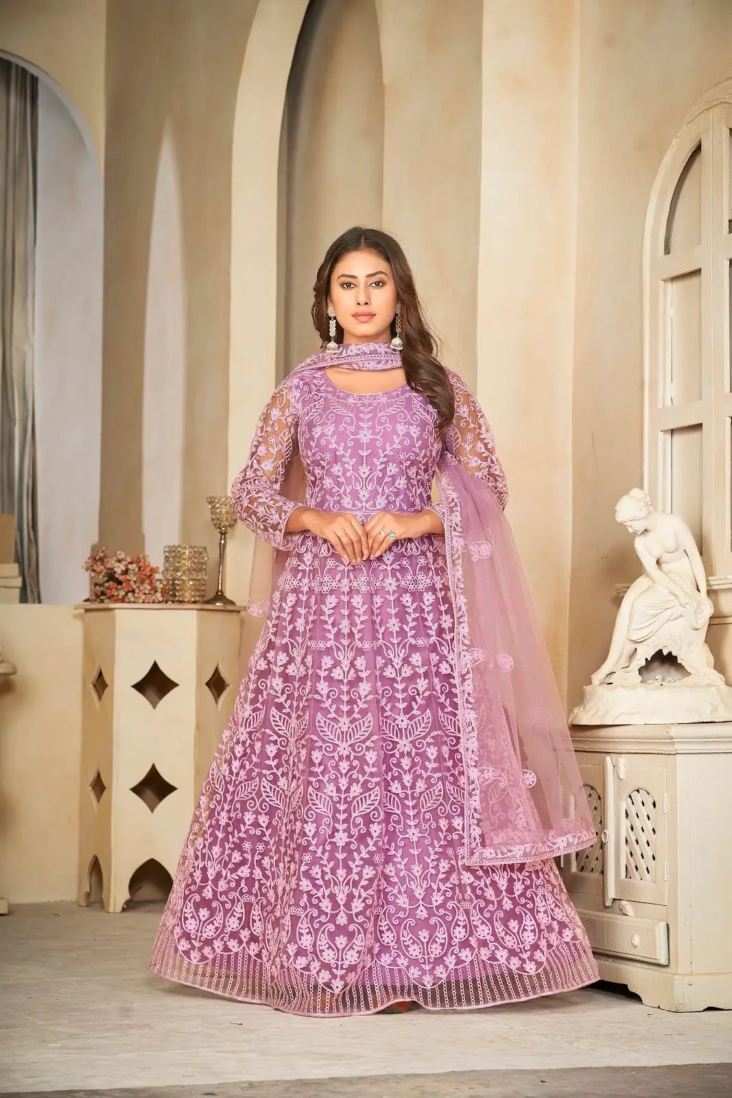 Trendy Ethnic Anarkali Suit with Beautiful Work