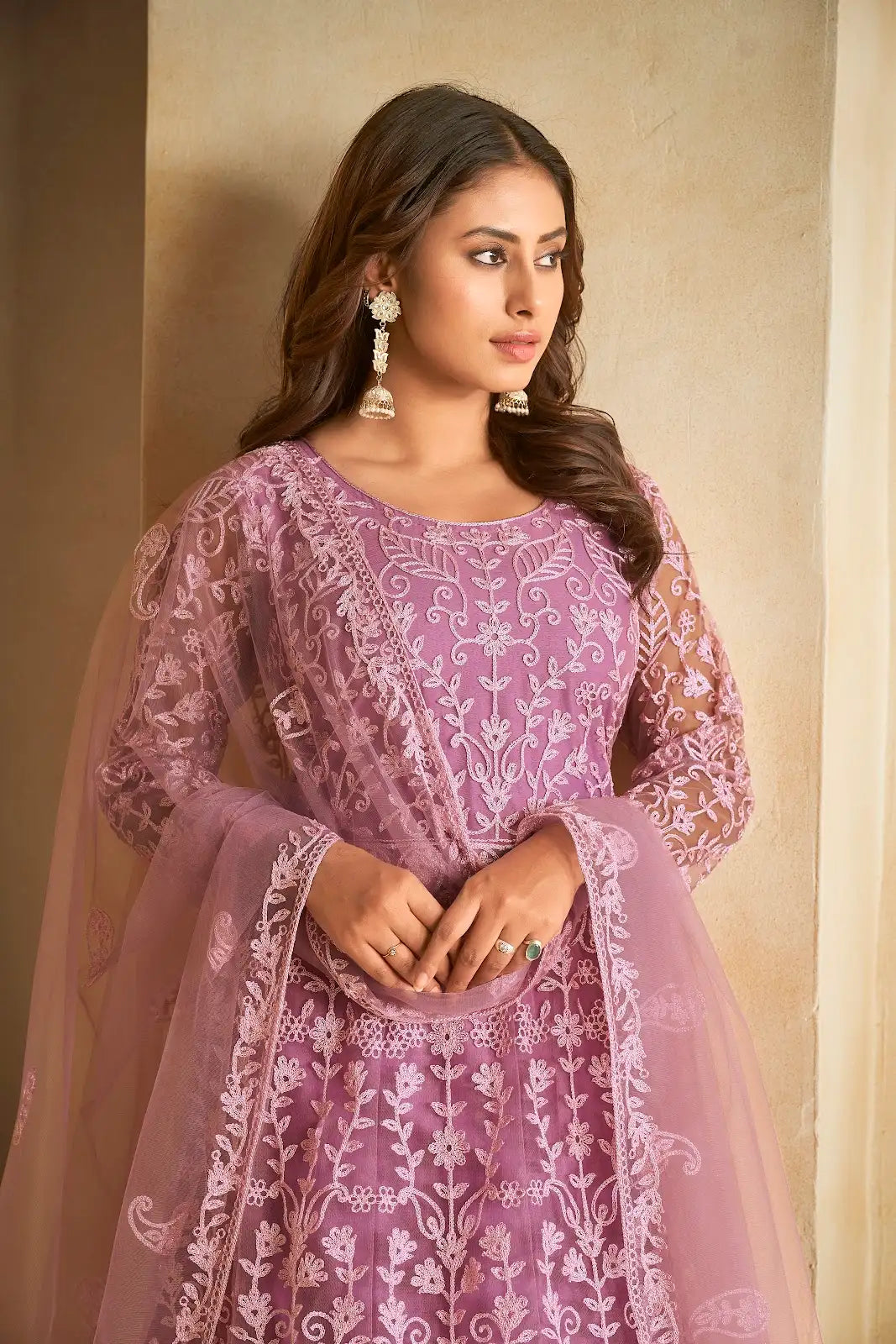 Trendy Ethnic Anarkali Suit with Beautiful Work