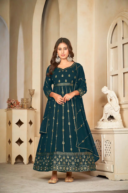 Royal Designer Anarkali Suit with Heavy Zari Work