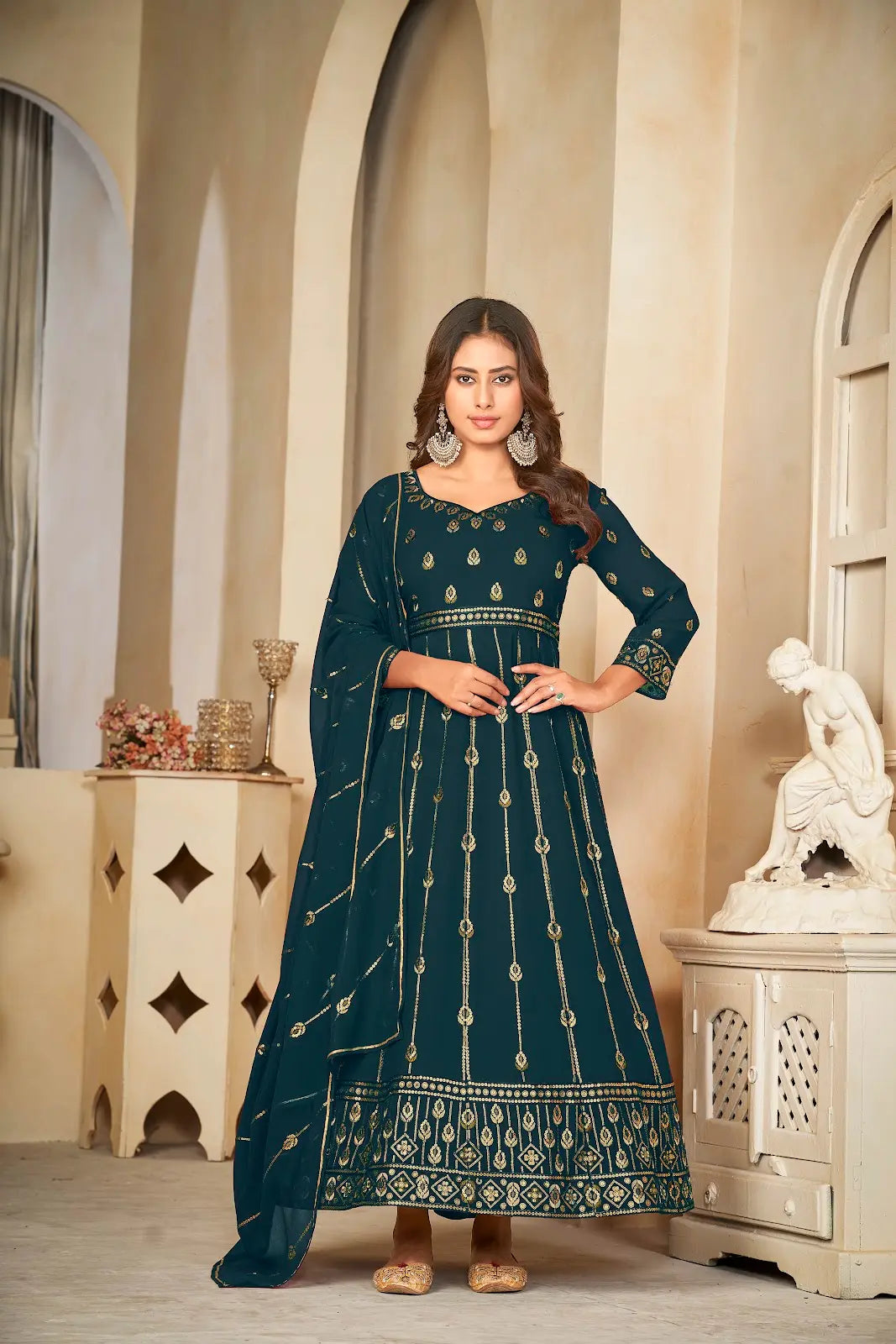 Royal Designer Anarkali Suit with Heavy Zari Work