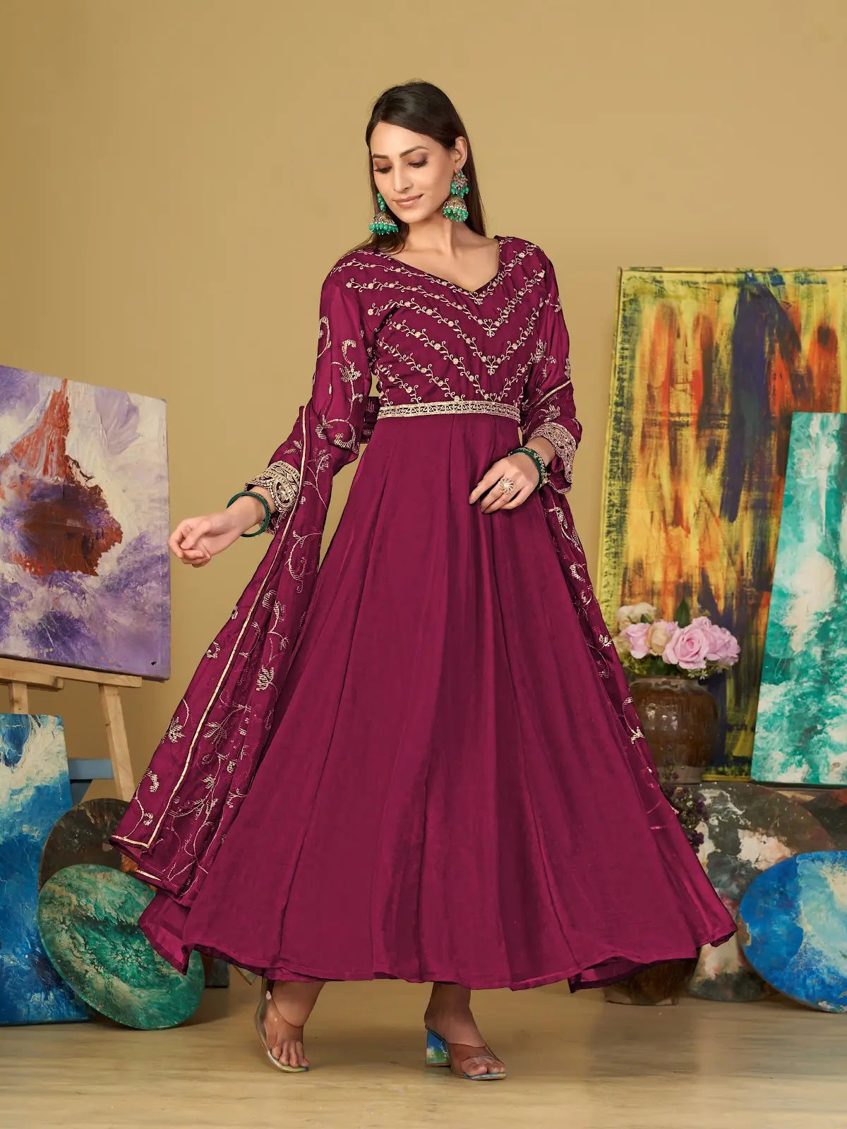Premium Festive Anarkali Suit with Designer Embroidery