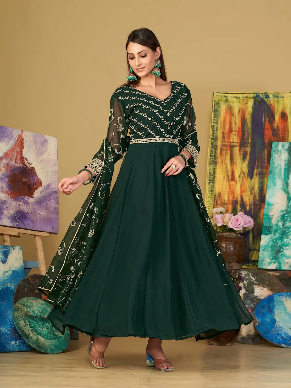 Premium Festive Anarkali Suit with Designer Embroidery