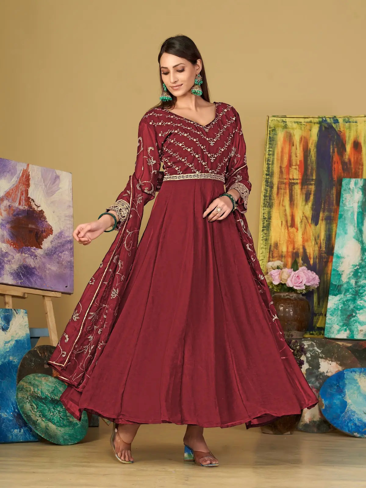 Premium Festive Anarkali Suit with Designer Embroidery